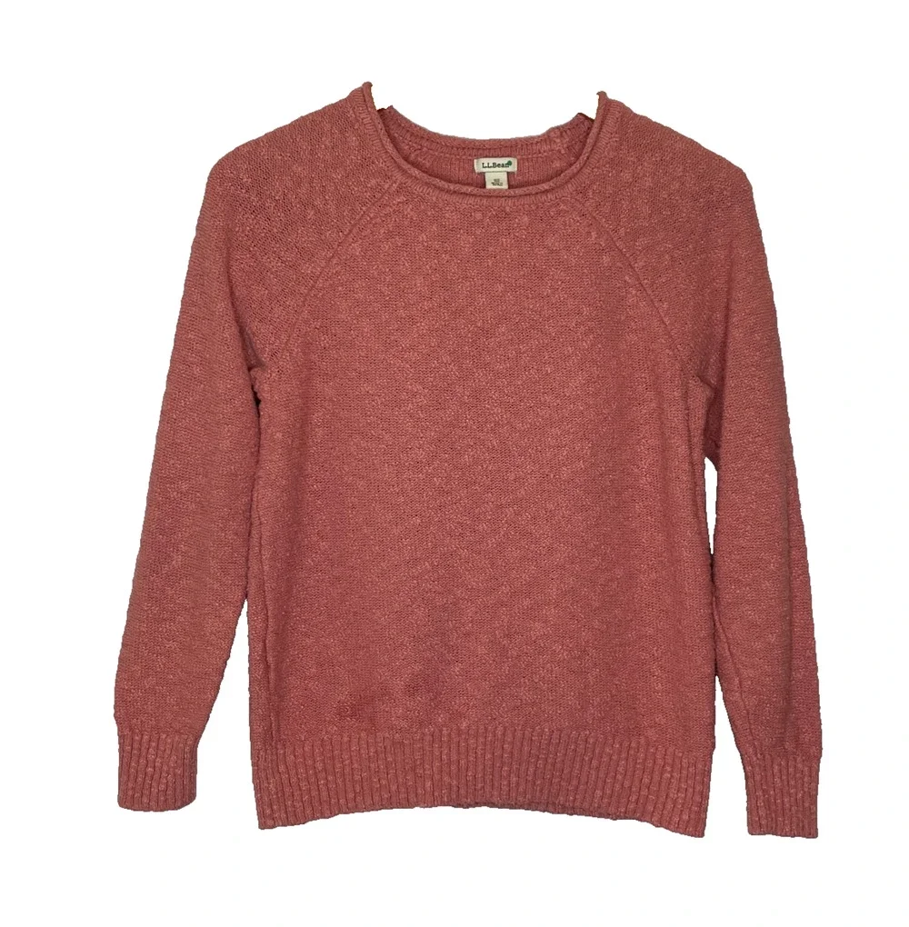 Women's XS L.L.Bean Midweight Cotton Slub Rollneck Mauve Pink Sweater